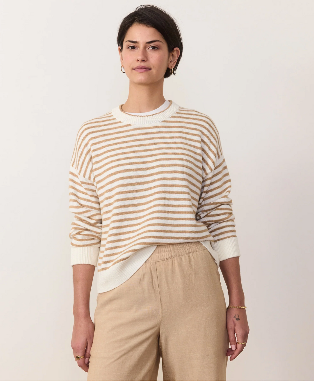 Suki Crewneck Sweater in Oak Stripe | Marine Layer