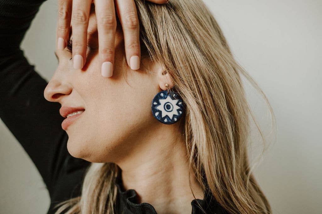 Circle Dot + Floral Pueblo-Inspired Statement Earrings | Crown & Heart