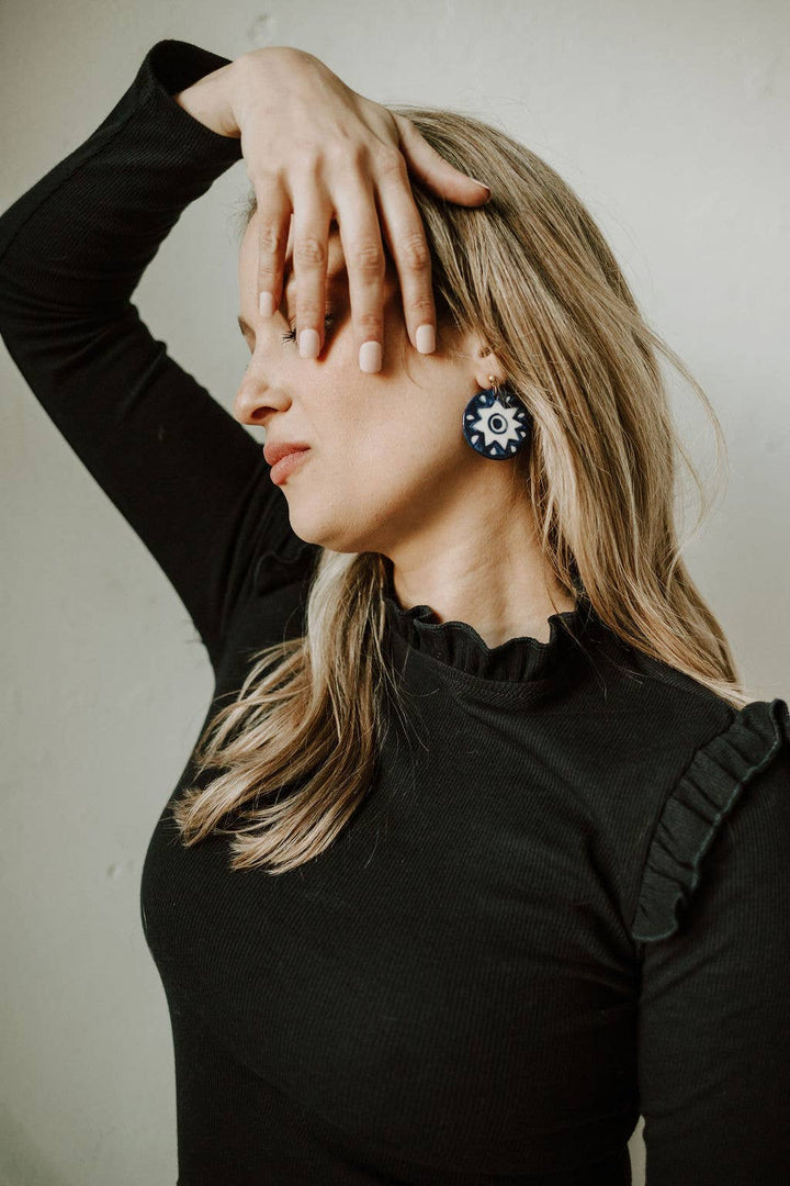 Circle Radial + Floral Pueblo-inspired Statement Earrings | Crown & Heart