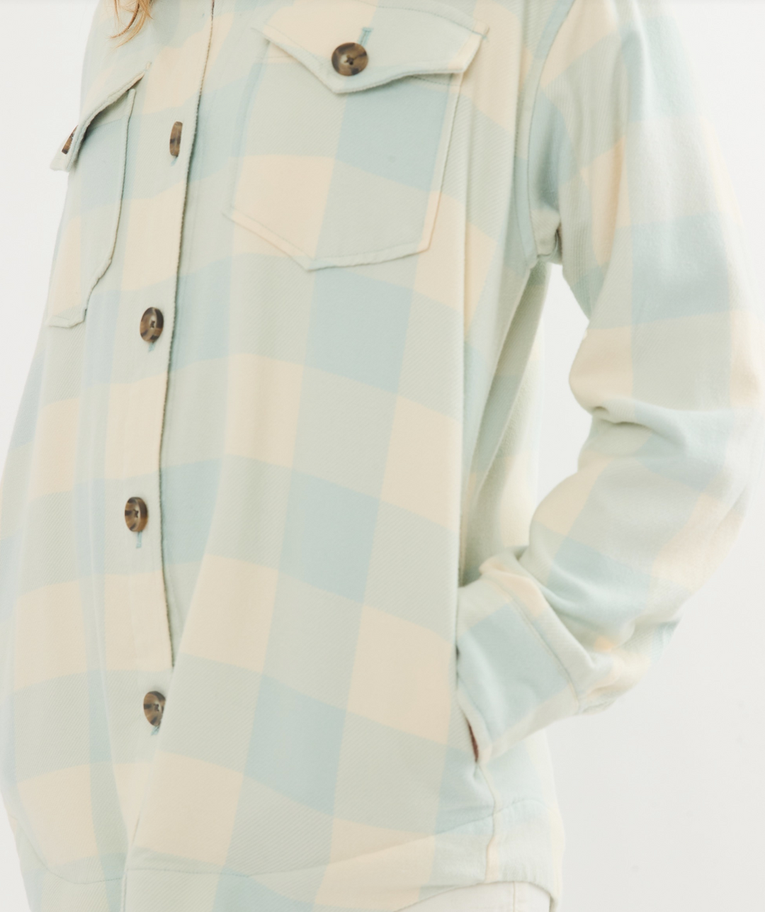 Bailey Flannel Shirt Jacket in Seafoam Plaid | Marine Layer