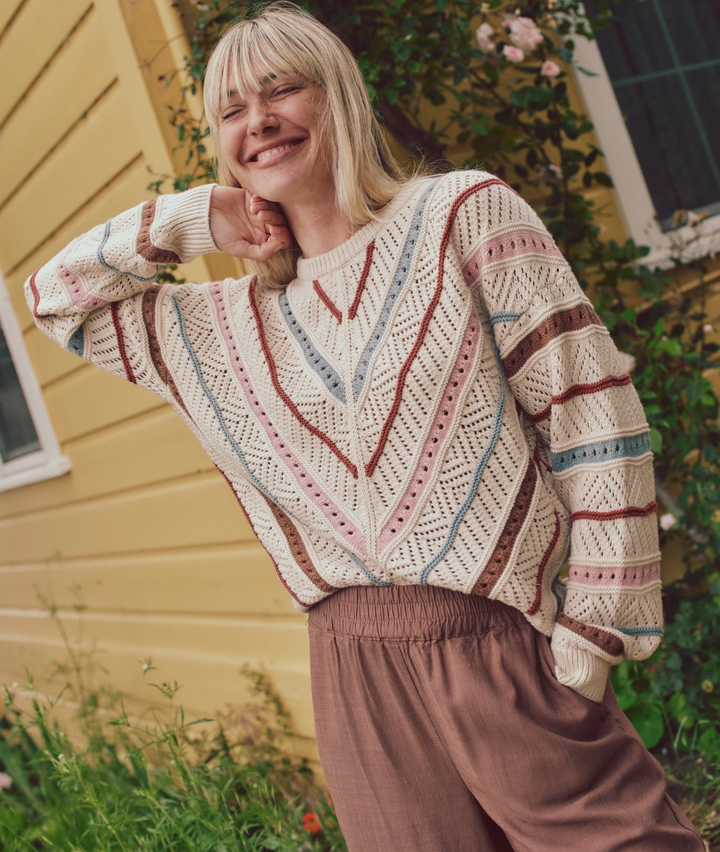 Brooke Crewneck Sweater in Cream Multi | Marine Layer