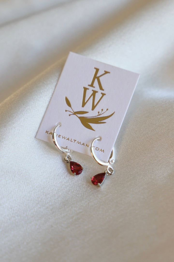 Birthstone Teardrop Earrings in Silver | Katie Waltman Jewelry