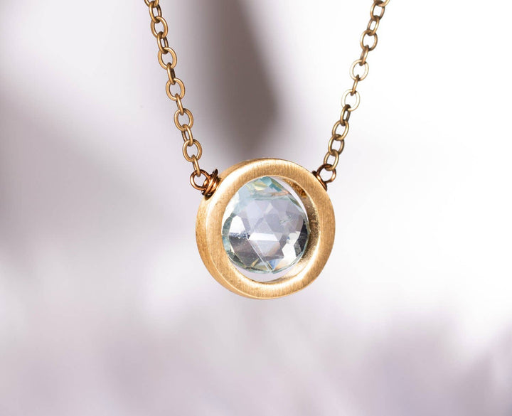 Blue Topaz Circle Necklace | Edgy Petal Jewelry