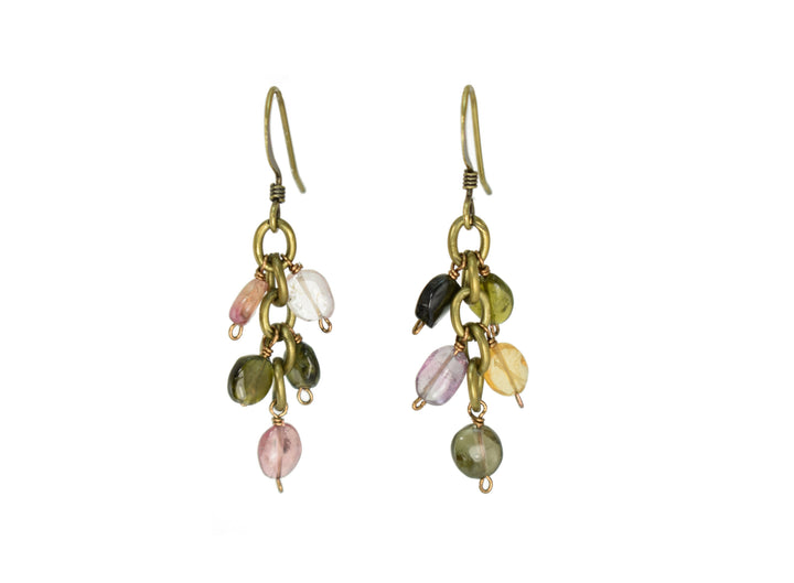 Watermelon Tourmaline Cluster Earrings | Edgy Petal