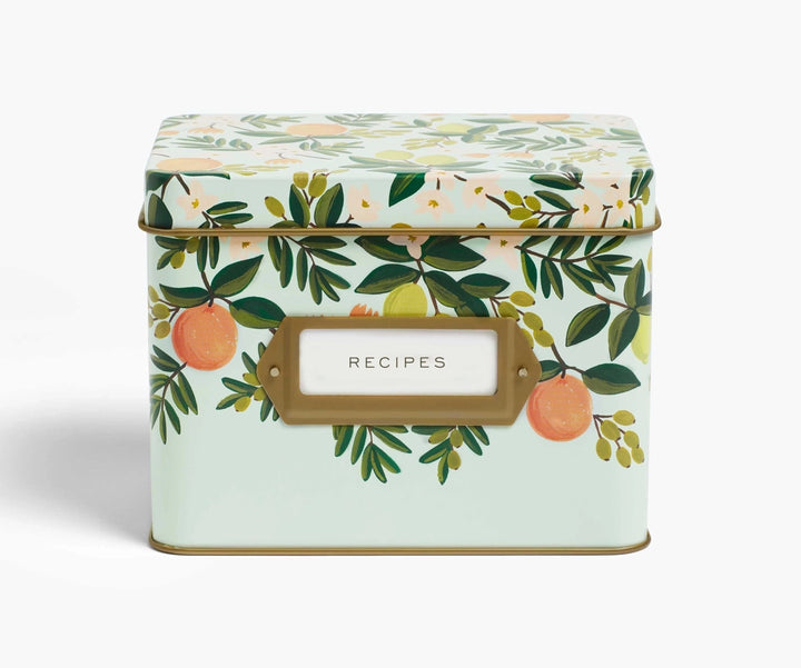 Citrus Floral Tin Recipe Box