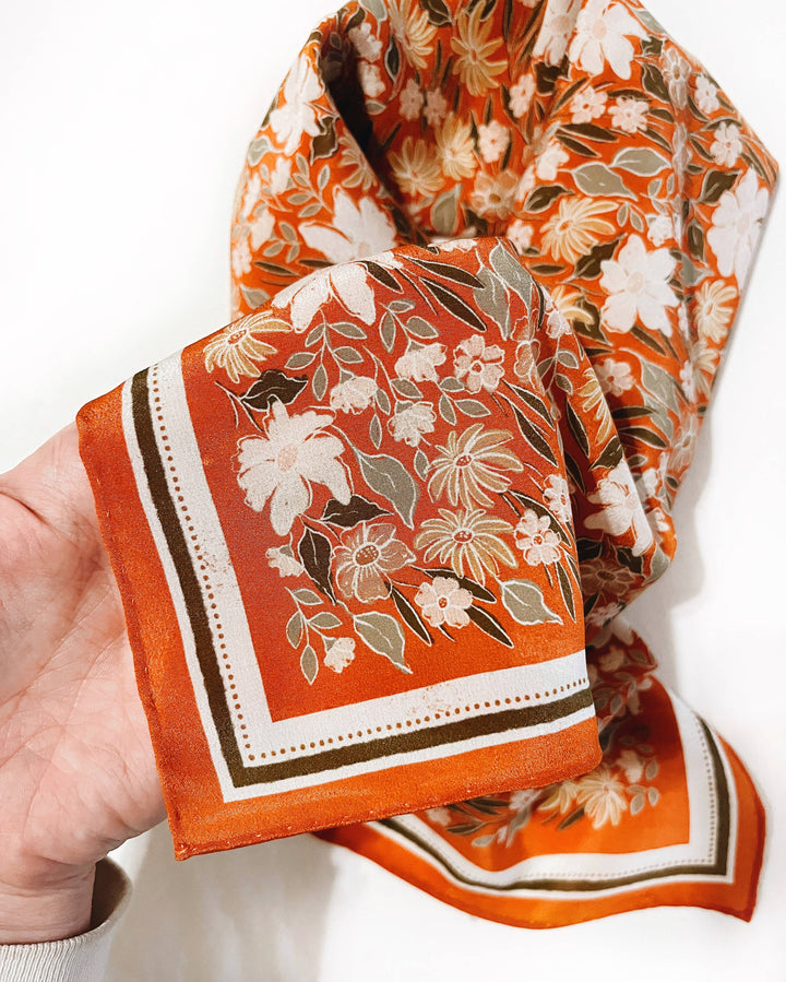 Botanical Garden Floral 100% Silk Bandana Scarf | Flora West