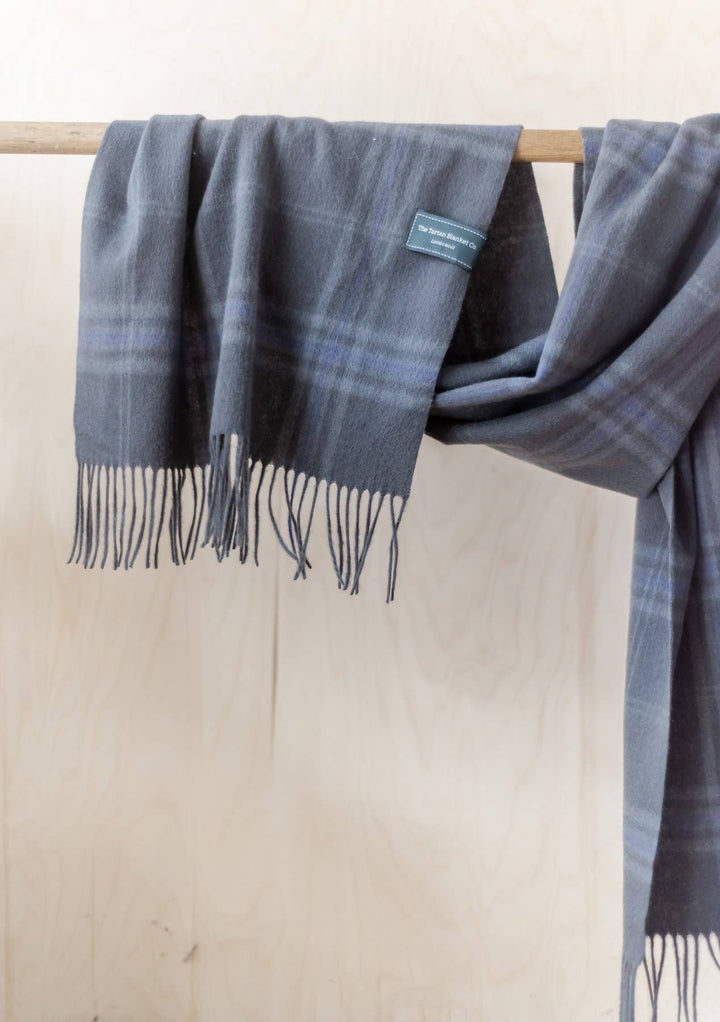 Lambswool Oversized Scarf in Persevere Flint Grey Tartan