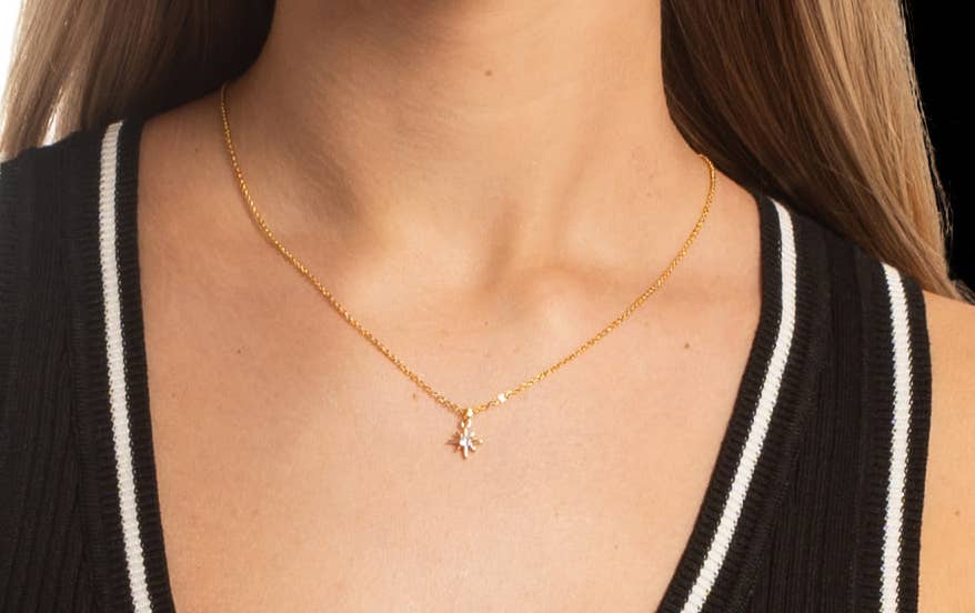 Dainty CZ Starburst Necklace | Edgy Petal Jewelry