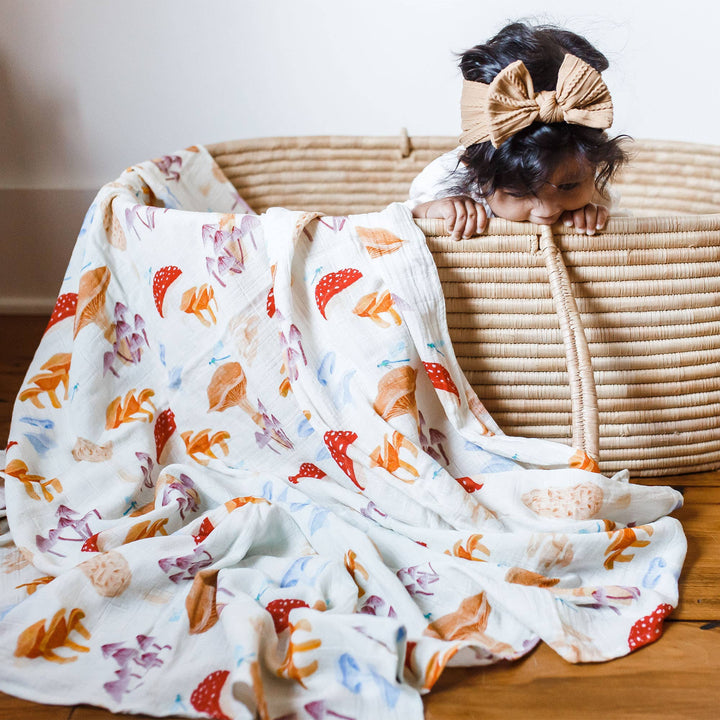 Mushrooms Baby Swaddle | One Canoe Two Paper Co.