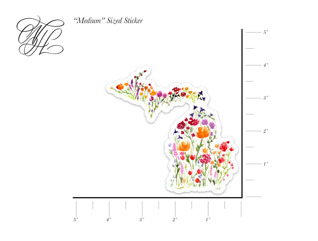 Michigan Floral Vinyl Sticker