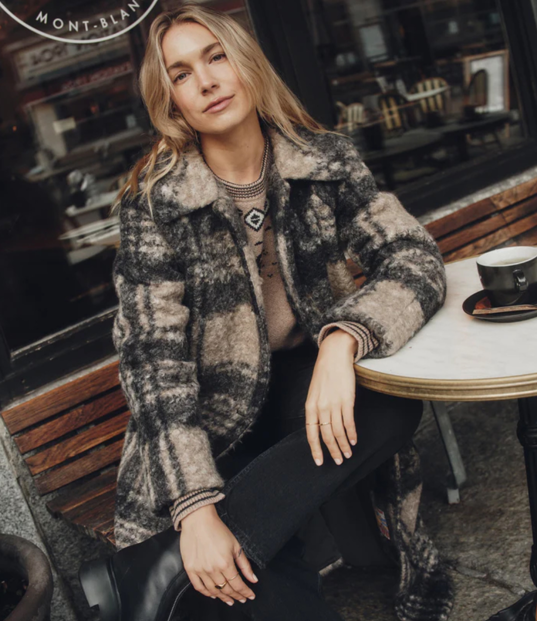 Aspen Coat in Black & Oat Plaid