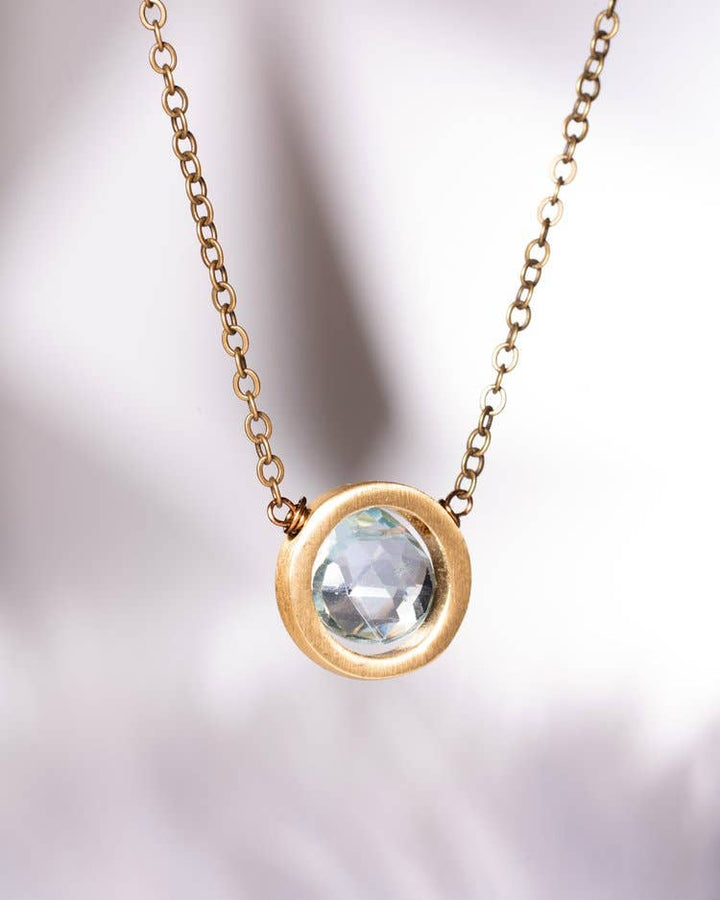 Blue Topaz Circle Necklace | Edgy Petal Jewelry