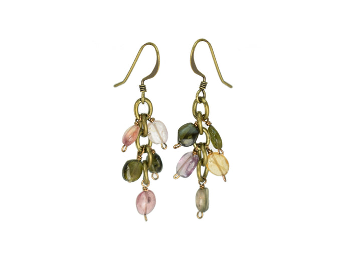 Watermelon Tourmaline Cluster Earrings | Edgy Petal