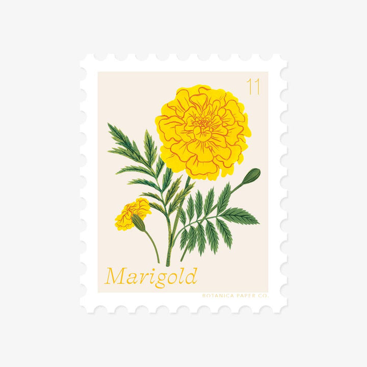 Marigold Stamp Sticker | Botanica Paper Co.