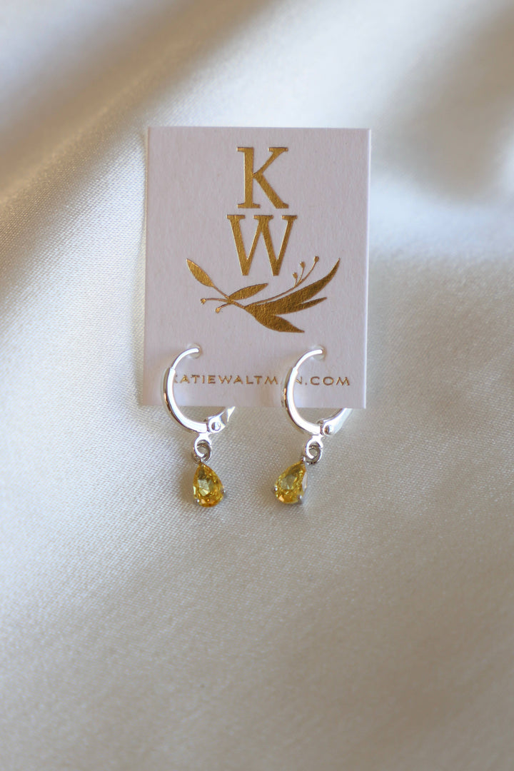 Birthstone Teardrop Earrings in Silver | Katie Waltman Jewelry