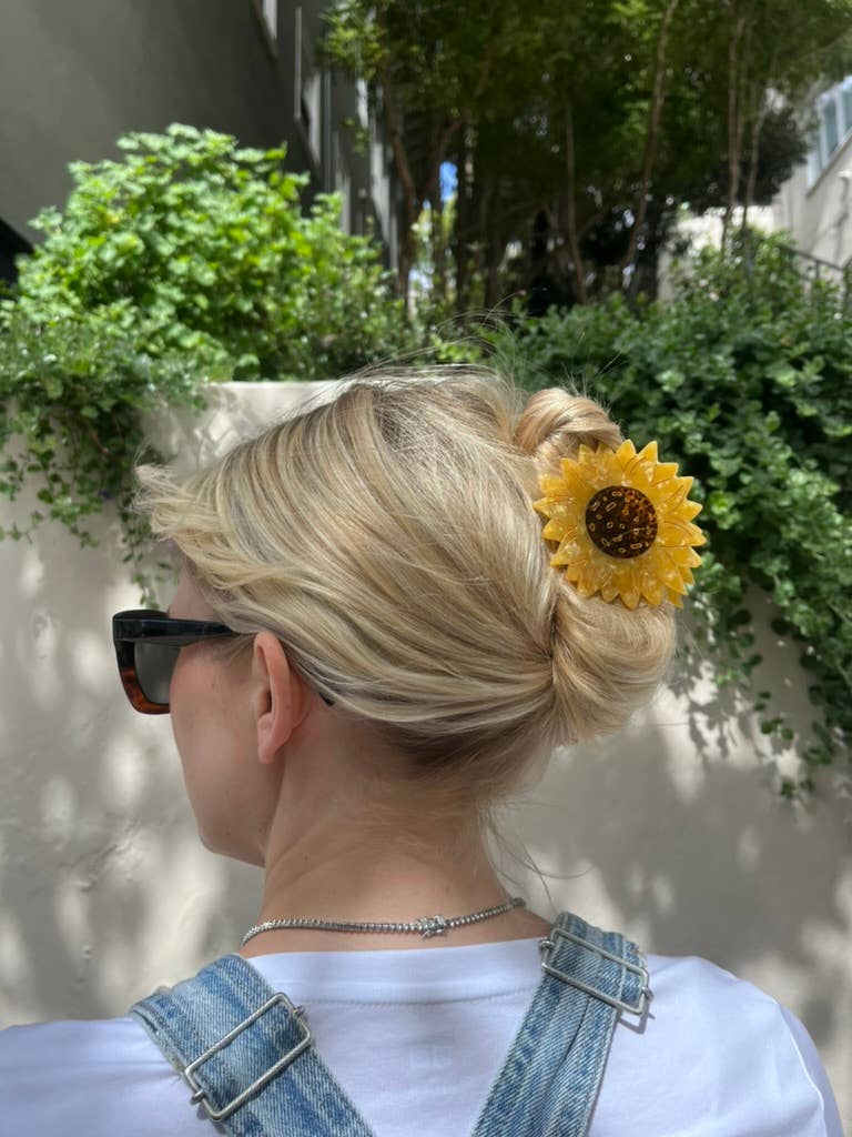 Hand-painted Sunflower Claw Hair Clip | Eco-Friendly, Solar Eclipse