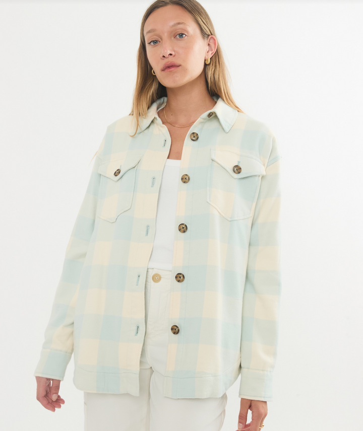 Bailey Flannel Shirt Jacket in Seafoam Plaid | Marine Layer