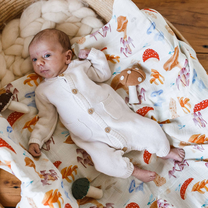 Mushrooms Baby Swaddle | One Canoe Two Paper Co.