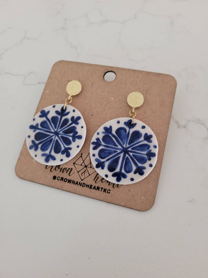 Circle Radial + Floral Pueblo-inspired Statement Earrings | Crown & Heart