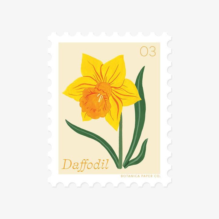 DAFFODIL, MARCH FLOWER | STAMP-STYLE VINYL STICKER