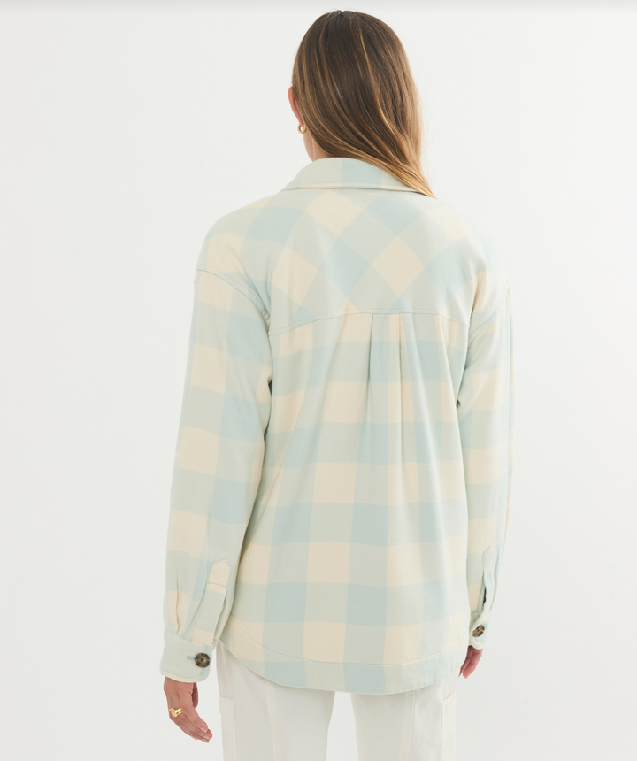 Bailey Flannel Shirt Jacket in Seafoam Plaid | Marine Layer