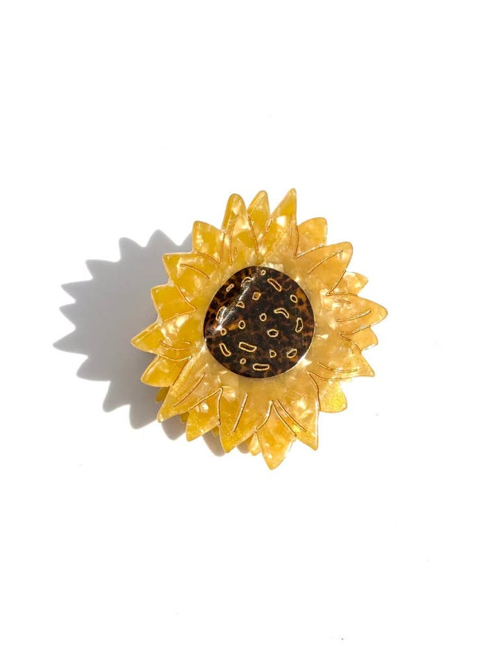 Hand-painted Sunflower Claw Hair Clip | Eco-Friendly, Solar Eclipse