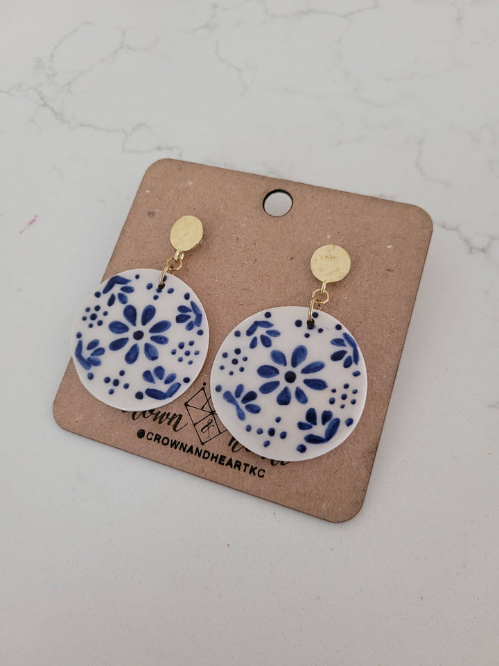 Circle Dot + Floral Pueblo-Inspired Statement Earrings | Crown & Heart