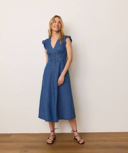 Camila Midi Dress in Medium Wash