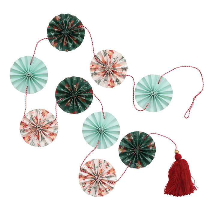 60"H Handmade Recycled Paper Fan Garland w/ Cotton Tassel, Multi Color
